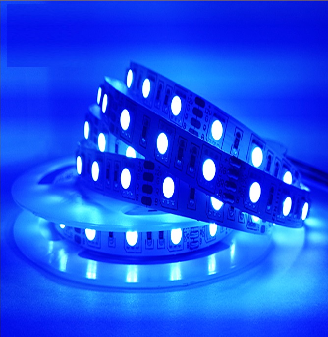 Tira LED SMD5050, DC12V, 5m (60 Led/m) - IP33 - Azul