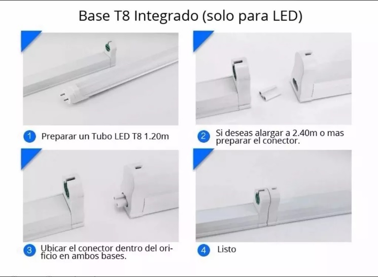 Canaleta Base Para Tubo Led T8 1.20 Mts