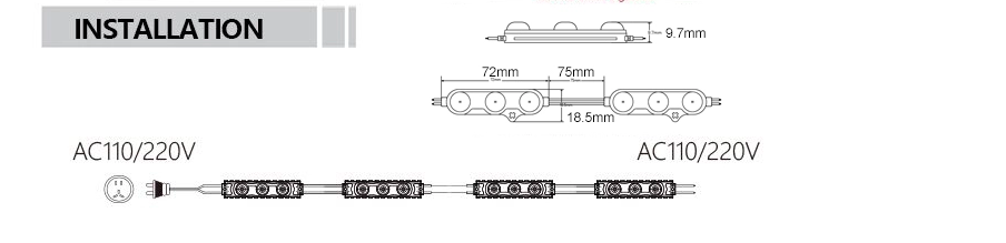 Módulo LED 110V, 3x12835, IP67, 1.5W