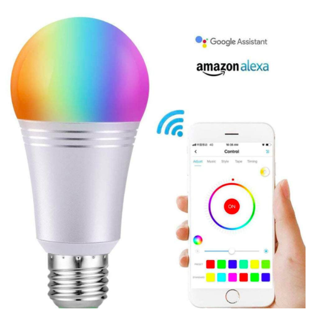 LED Inteligente WiFi, YOMYM 7W Bombilla LED Luces Cálidas/Frías & RGB, Lámpara WiFi Funciona con Alexa Google Home IFTTT