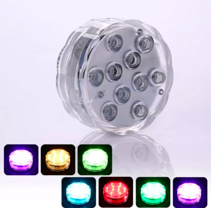 Luces LED RGB sumergibles - Control Remoto a Prueba de Agua Que Cambia de Color Luz a Prueba de Agua con 10LED