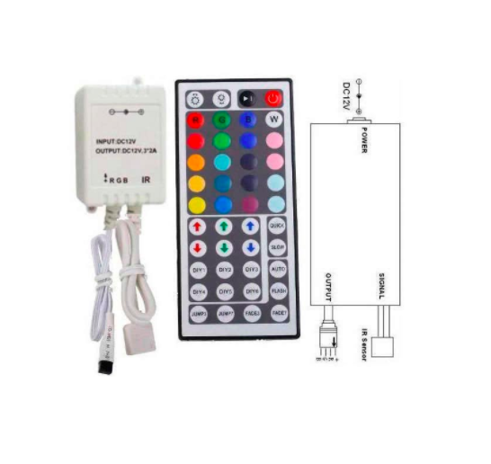 Controlador IR tira led RGB 44 botones