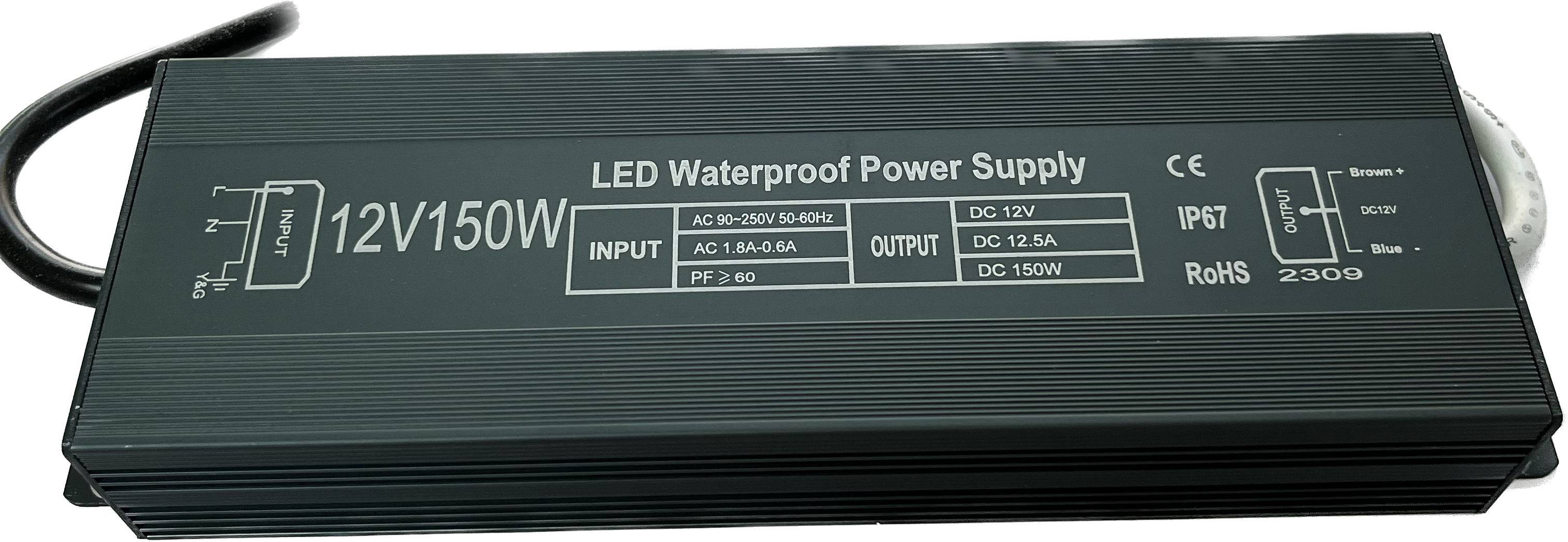 Fuente de alimentación IP67, DC12V/150W/12.5A