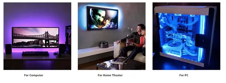 [LB162161570859TV5V] KIT Light Bar TV Back Lighting Kit+USB Remote Control 5V 5050 60SMD/M RGB LED Strip