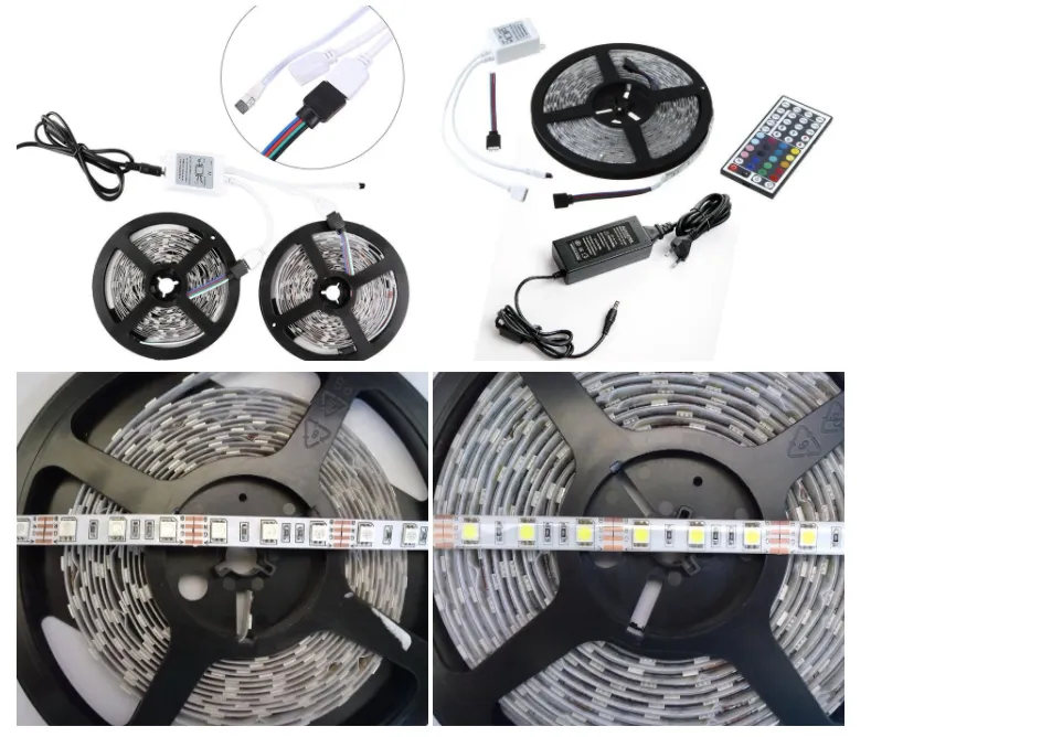[LBK5050RGBA12V5A480P] KIT RGB Tira de led de 5m con controlador 44 opciones IR mas fuente de alimentación de 12V 5A.