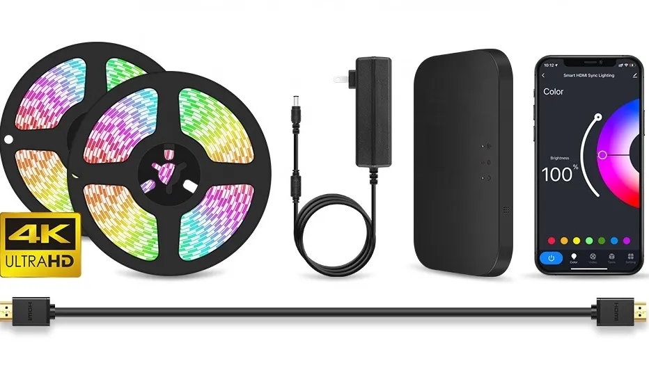 [LBRGBIC505030LMGAMER] KIT Tira de LED Flexible WIFI 5050 RGBIC sincronización de música luz de inmersión TV alimentado por USB regulable con retroiluminación móvil expandible