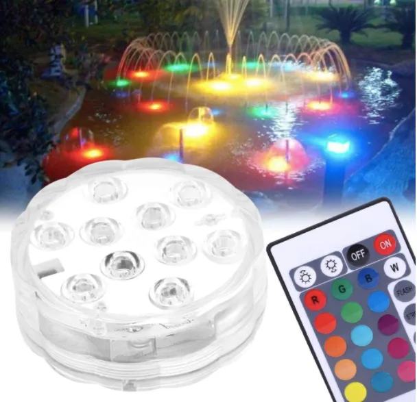 [P3WIP600300LM] Luces LED RGB sumergibles - Control Remoto a Prueba de Agua Que Cambia de Color Luz a Prueba de Agua con 10LED