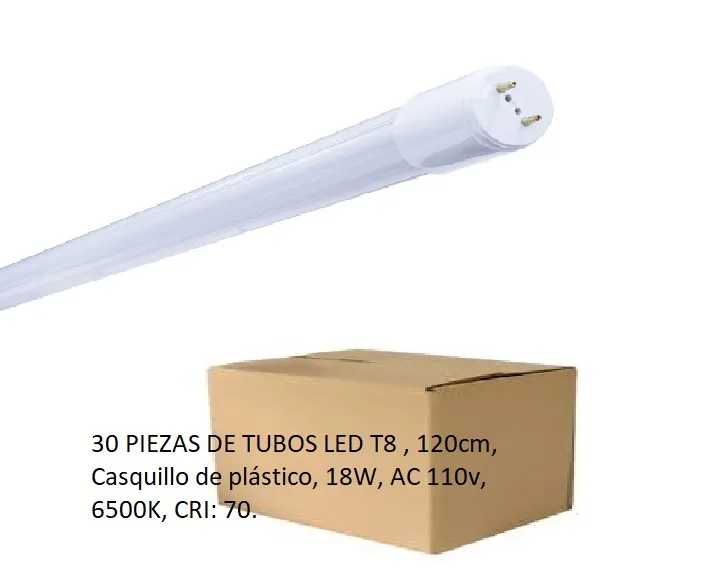 [30XT812018WP] Paquete De 30 Tubos Led 18w T8 120 Cms 110 Volt, Bco Frío