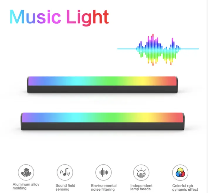 Barras de luz LED RGBIC inteligentes, retroiluminación de ambiente con kit de sincronización de música que funciona con teléfono, modos preestablecidos,para juegos, PC, TV