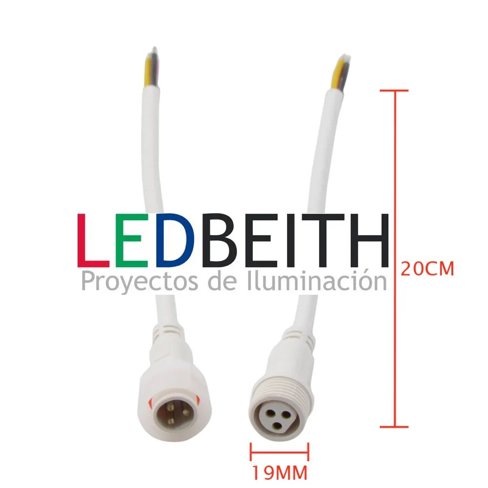 [SLB1051920] Cable conexión 2 Pinx0,5mm, 20cm, IP66, Blanco