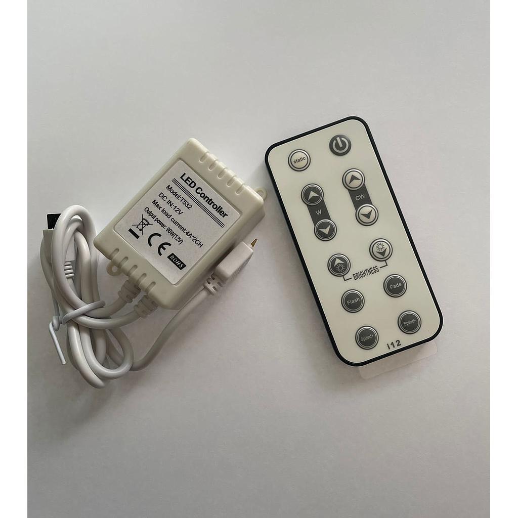 Controlador monocolor IR + mando para Blanco Cálido/frío