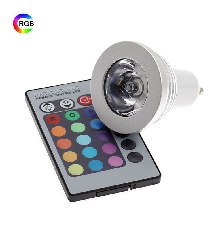 Foco Led RGB 16 Colores 1*3 Watts Base GU10 Con Control Remoto