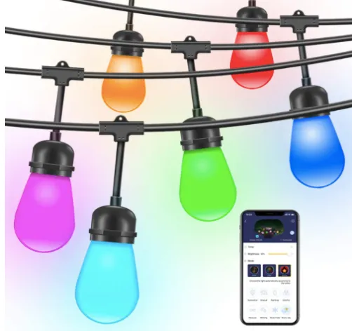 Cadena de Luces de 10 Metros + 10 Focos LEDB RGB + control remoto táctil