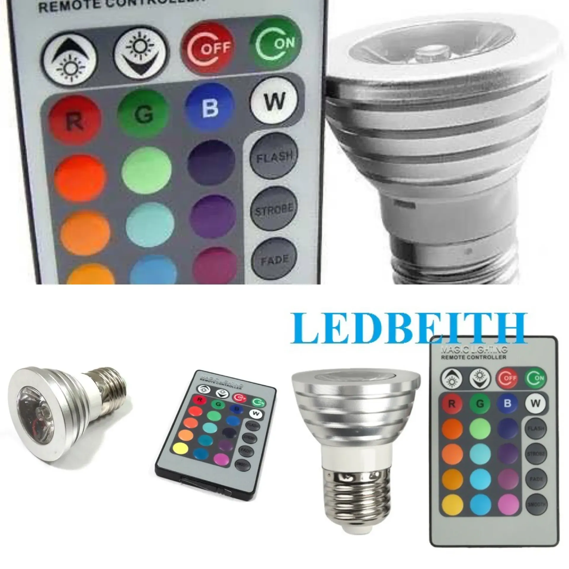 [LB3WRGB270060] Foco Led RGB 16 Colores 1*3 Watts Base E27 Con Control Remoto