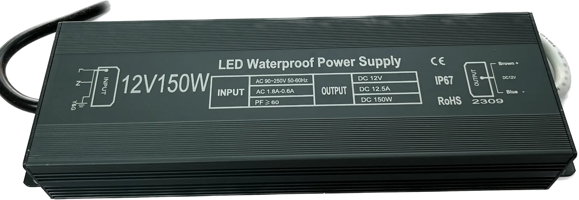 Fuente de alimentación IP67, DC12V/150W/12.5A
