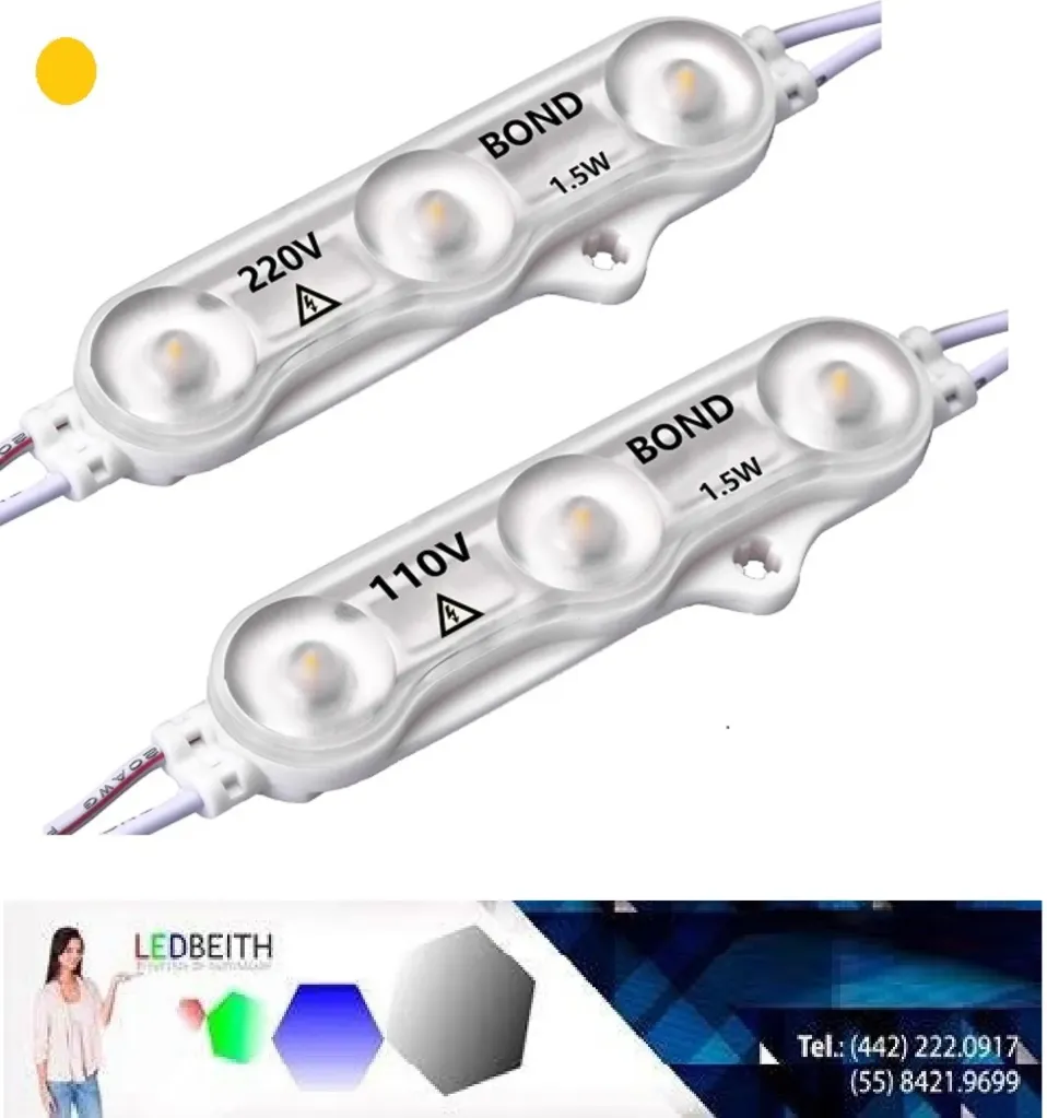 Módulo LED 3x12835, 110v, 1.5W, IP67, Blanco Cálido