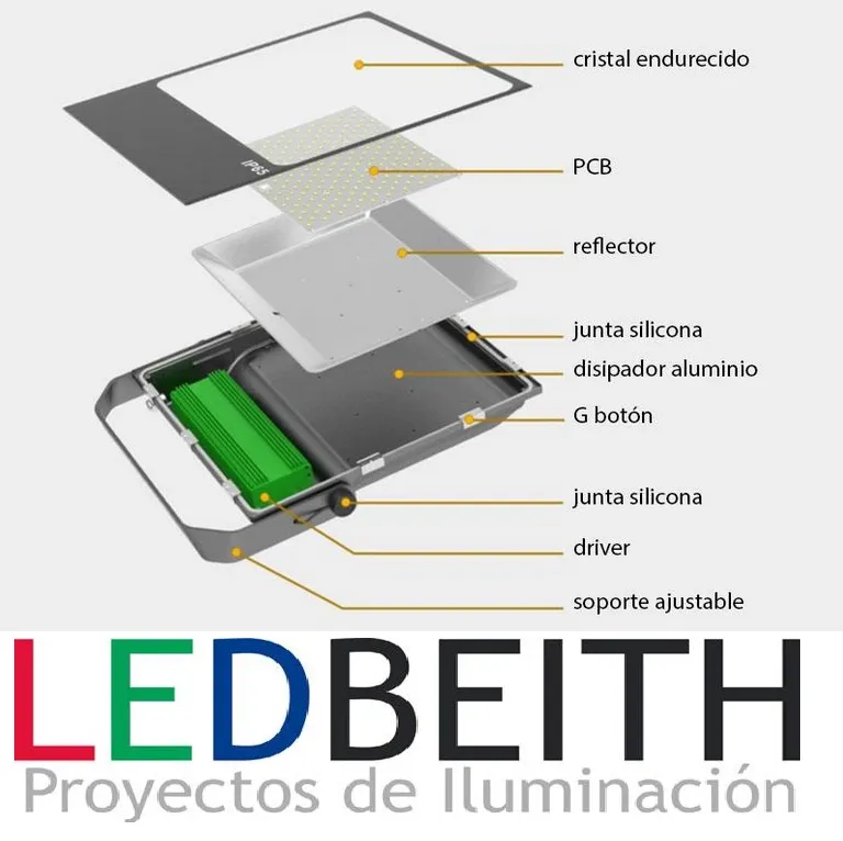 [LB-100W-NA-6K-75-5730] Reflector de 100W, Chips 5730, Blanco Frío